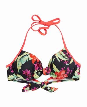 Superdry Tropical Hibiscus Cup Bikini Női Fürdőruha Fekete | LKTJM5640